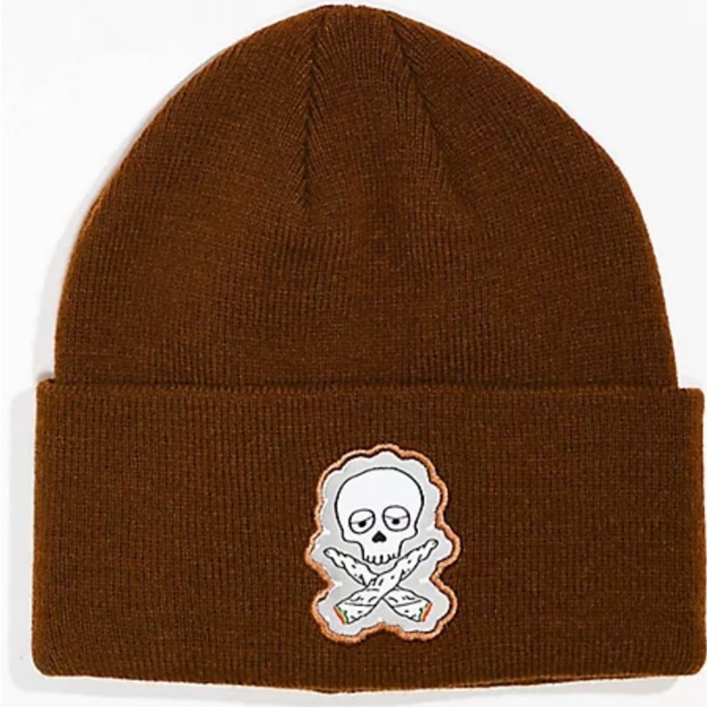 Porous Walker Brown Beanie Skull& Bones Weed Lowbrow Art  Knit Hat unisex